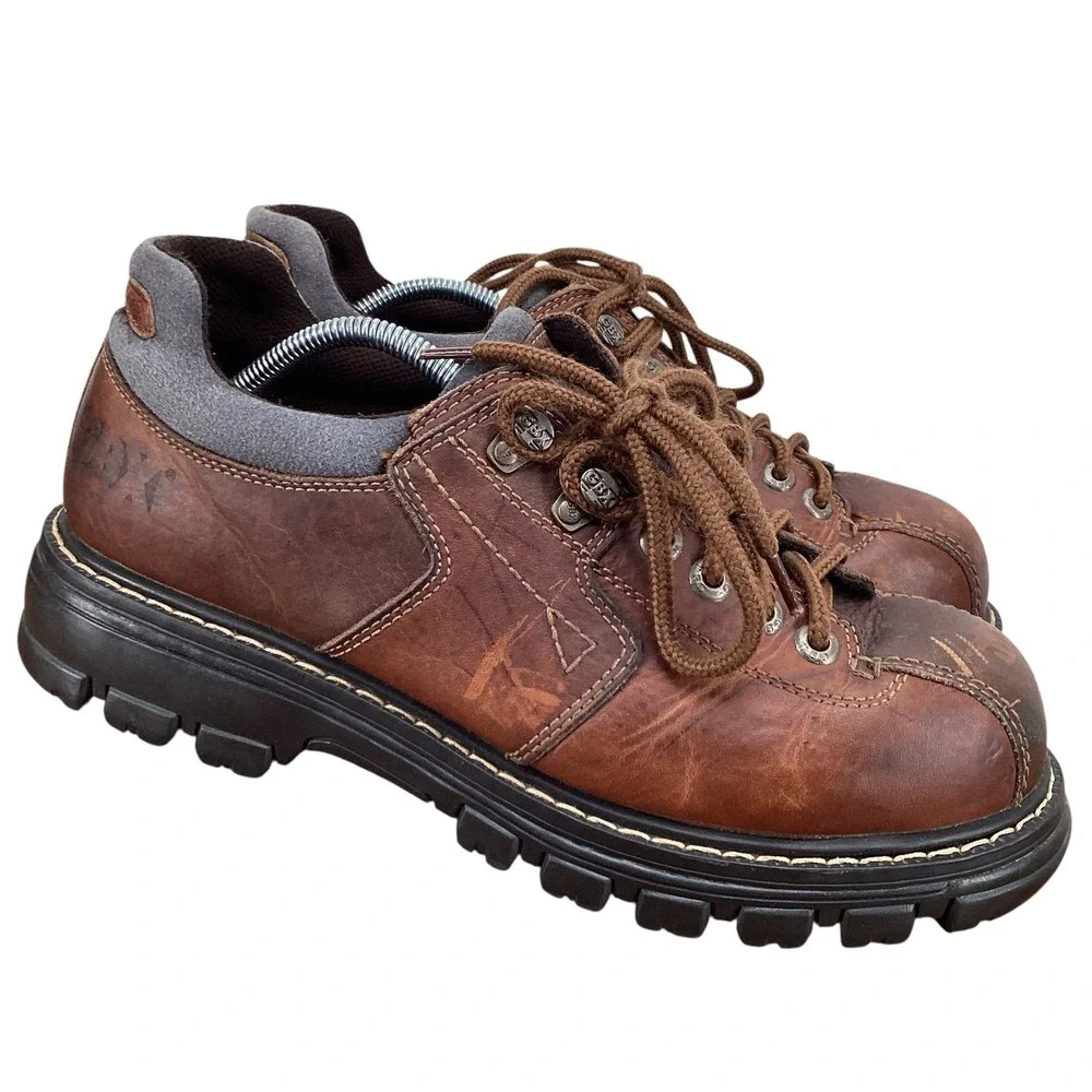 GBX Shoe Boots Punk Brown Leather Chunky Lace Up 041517 Men's Size US 12 M